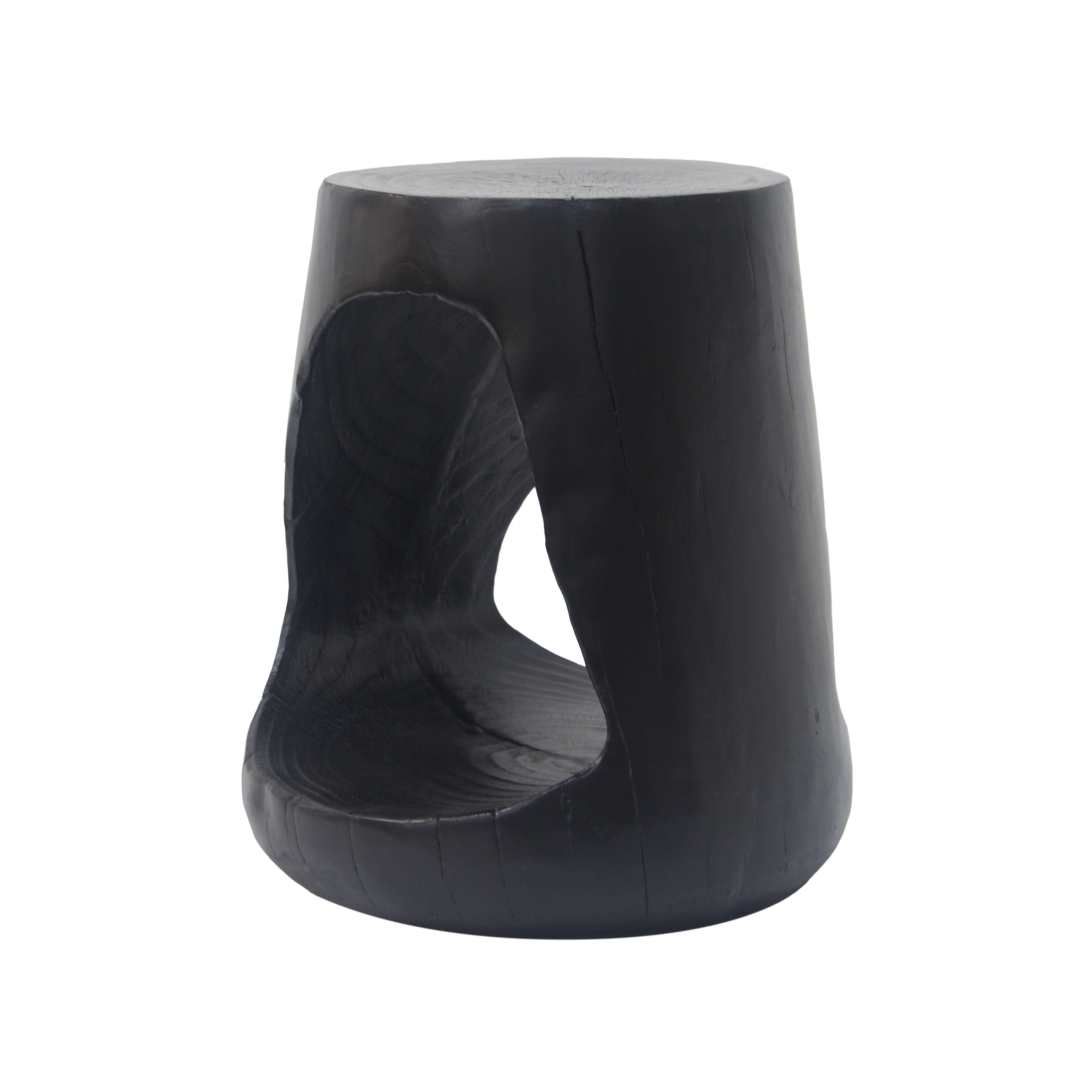 Mgo Hollow Side Table With Wood Like Texture, Durable And Weather Resistant - Black