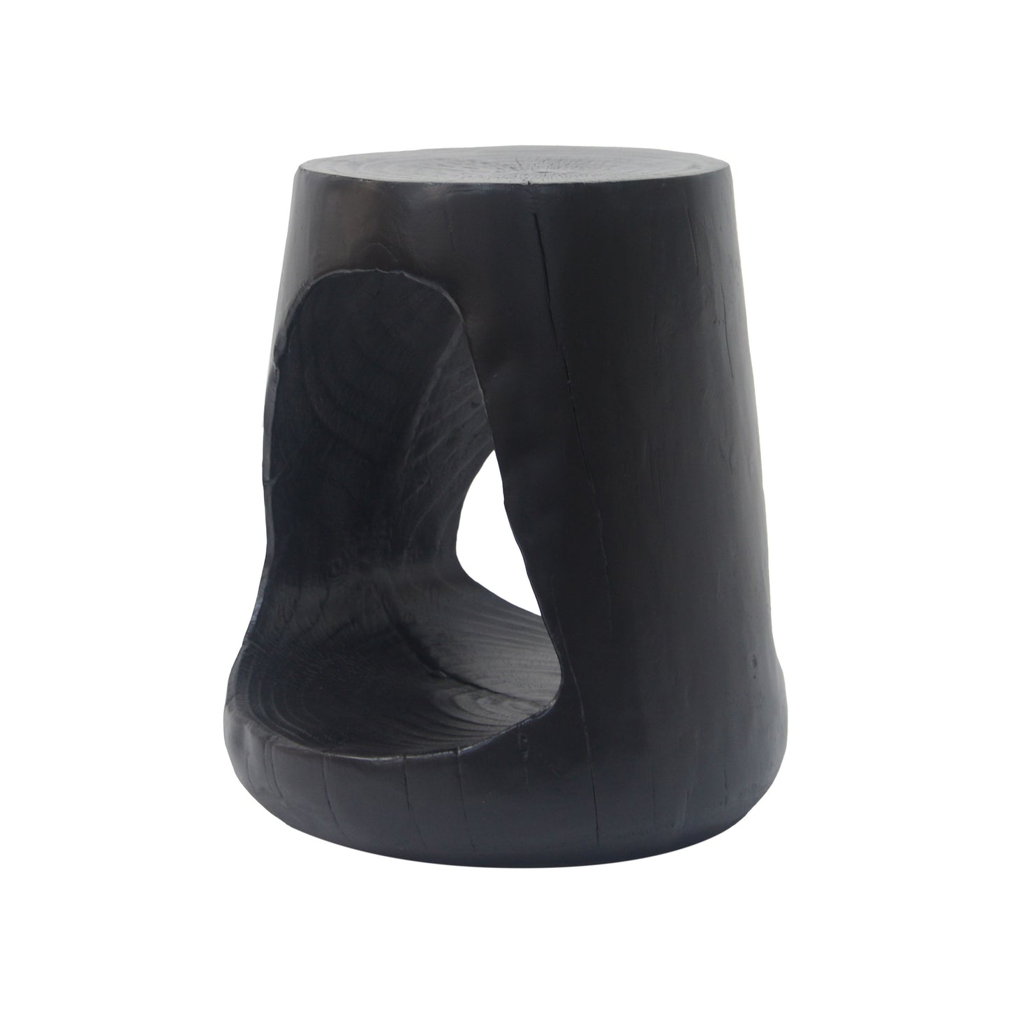 Mgo Hollow Side Table With Wood Like Texture, Durable And Weather Resistant - Black