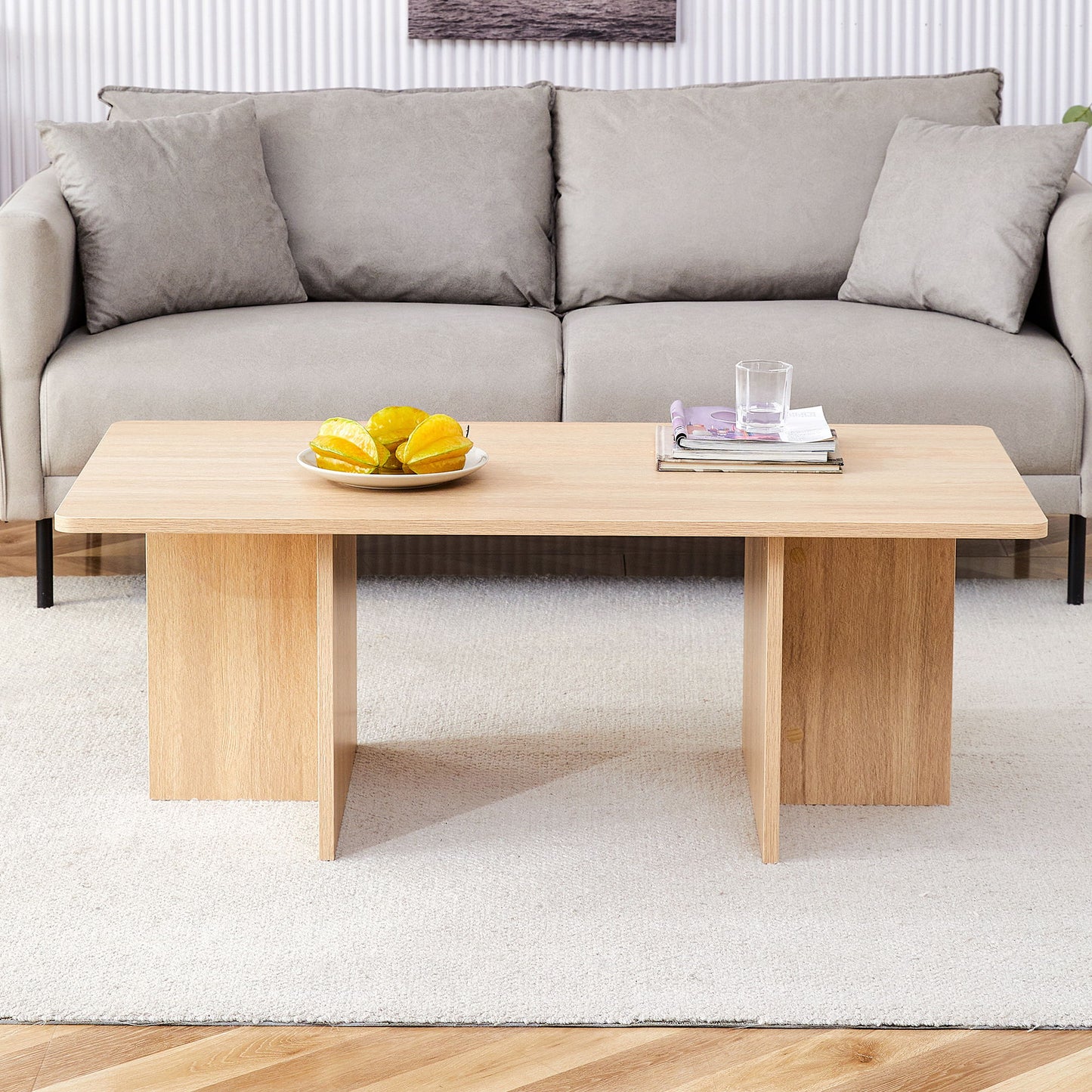 Modern Triangular Support Coffee Table, Lightweight And Stable, Perfectly Integrating Nature And Industry - Light Wood