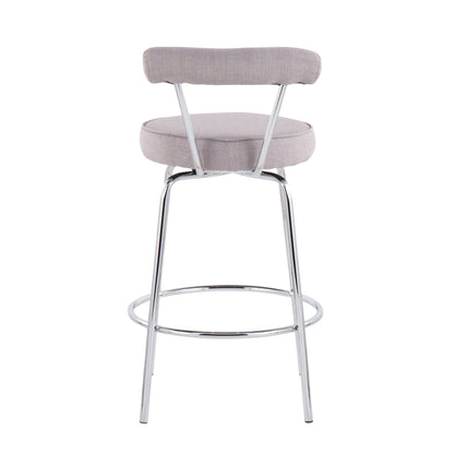Rhonda - Contemporary Counter Stool (Set of 2) - Chrome / Light Gray