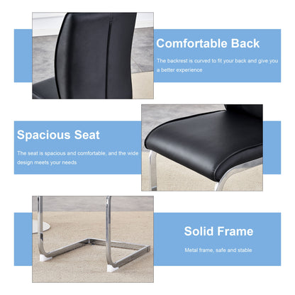 Luxurious And Minimalist Chair Covers, 2 High Elasticity Dining Chairs Metal Arched Legs - Black / Silver