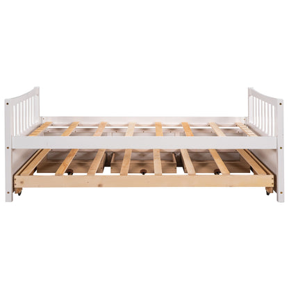 Twin Size Daybed With Trundle And Drawers - White