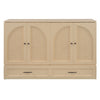 Queen Size Murphy Bed With Large Drawers, Gold
