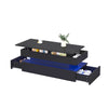 High Quality Foldable 3 Tier Coffee Table With Drawers And LED Light - Black