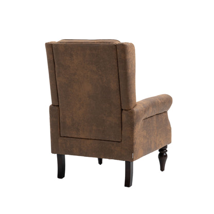 Modern Wood Frame Armchair With Sturdy Wood Legs And Microsuede Upholstery For Living Room