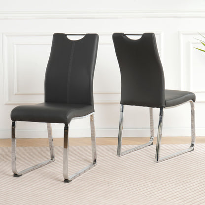 Modern Dining Chair (Set of 2), Upholstered With Cloth And Electroplated Metal Legs For Home Furniture - Charcoal Gray