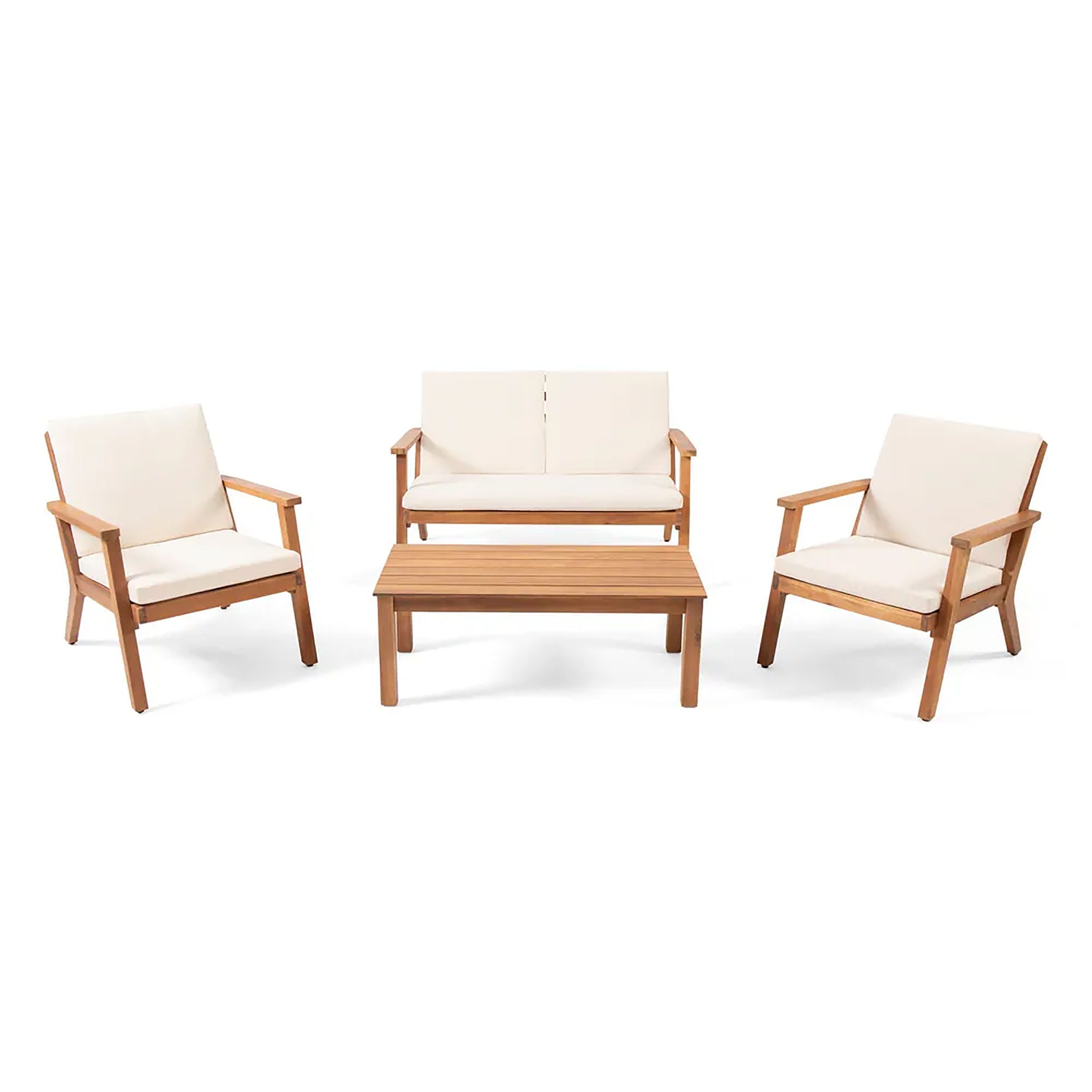 Avacyn - Outdoor 4 Seater Chat Set With Cushions - Natural / Cream