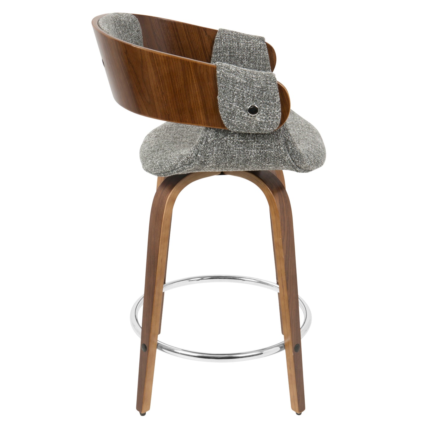 Elisa - Mid-Century Modern Counter Stool (Set of 2) - Walnut / Gray