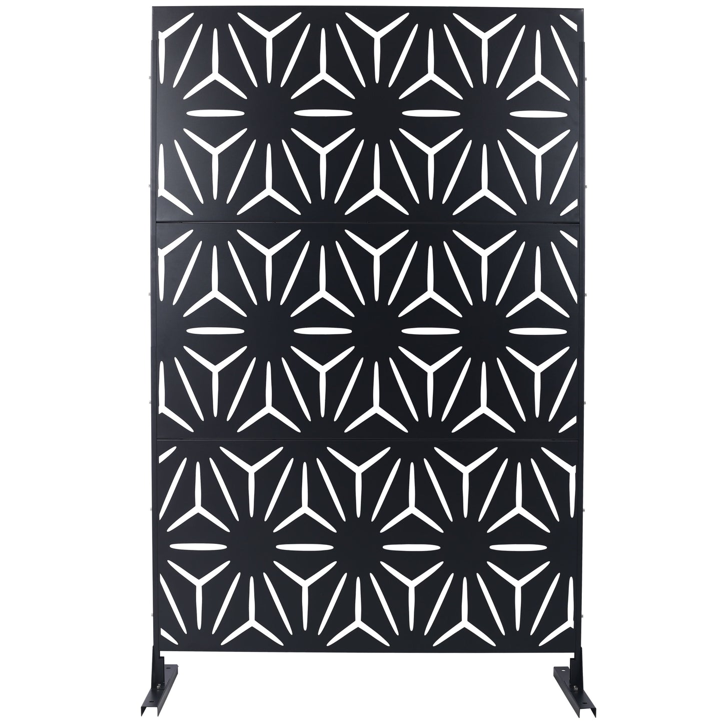 Outdoor & Indoor Privacy Screen, Metal Privacy Screen, Freestanding Decorative Privacy Screen For Deck Balcony Patio - Black
