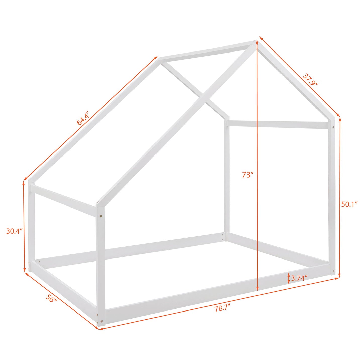 Full Size Playhouse Style Bed - White