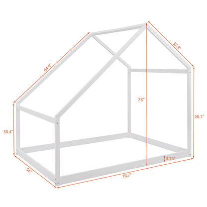 Full Size Playhouse Style Bed - White