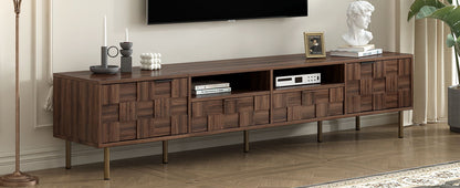 Mid Century TV Stand With 2 Drawers, Media Console Table For Tvs Up To 85'', Entertainment Center With Storage For Living Room - Dark Brown