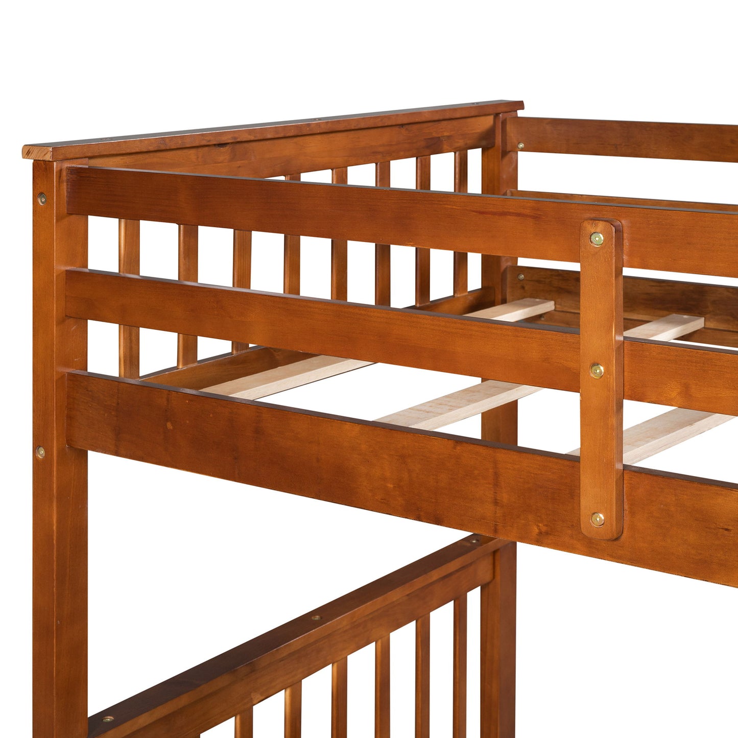 Twin Over Twin Bunk Bed With Ladders And 2 Storage Drawers - Walnut