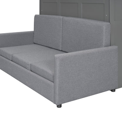 Queen Size Murphy Wall Bed With Cushion - Gray