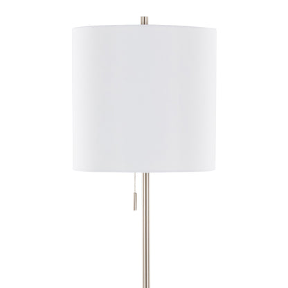 Cone - Contemporary Floor Lamp - Nickel / White