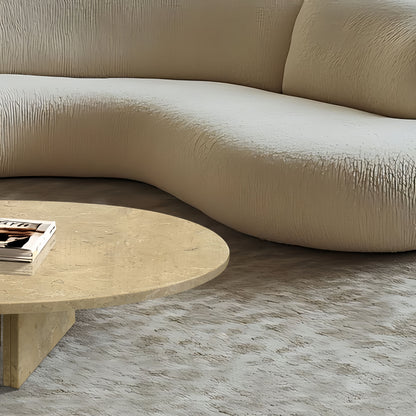 Luxury Natural Marble Coffee Table With Unique Veining - Beige / Gold / Beige / Yellow
