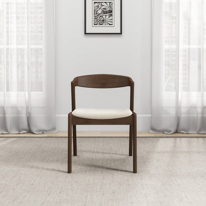Dakota - Velvet Dining Chair (Set of 2) - Cream White / Dark Brown