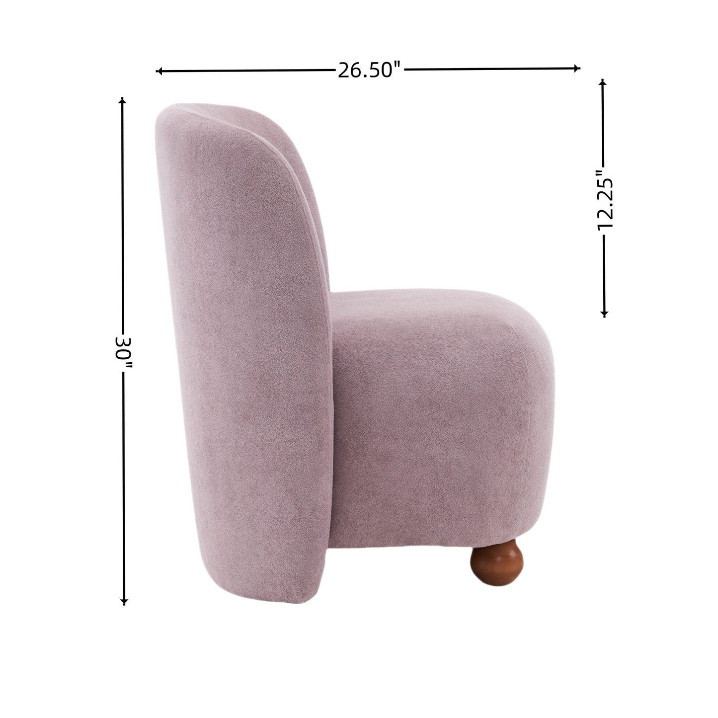 Modern Low Back Accent Chair, Upholstered Armless Living Room Chairs, Round Pine Wood Feet, For Small Living Spaces, Living Room - Purple