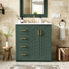 Bathroom Vanity With Ceramic Sink Combo, Frame Bathroom Storage Cabinet, Freestanding Vanity Set With 3 Drawers & Soft Closing Doors - Green