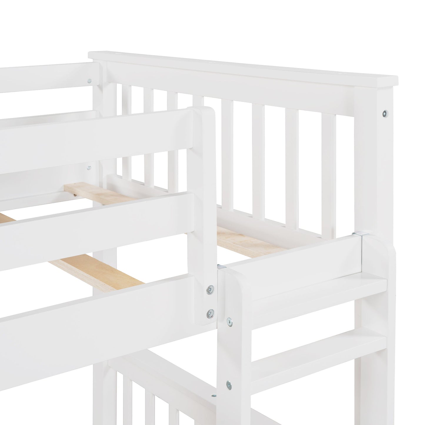 Twin Over Twin Bunk Bed With Ladders And 2 Storage Drawers - White