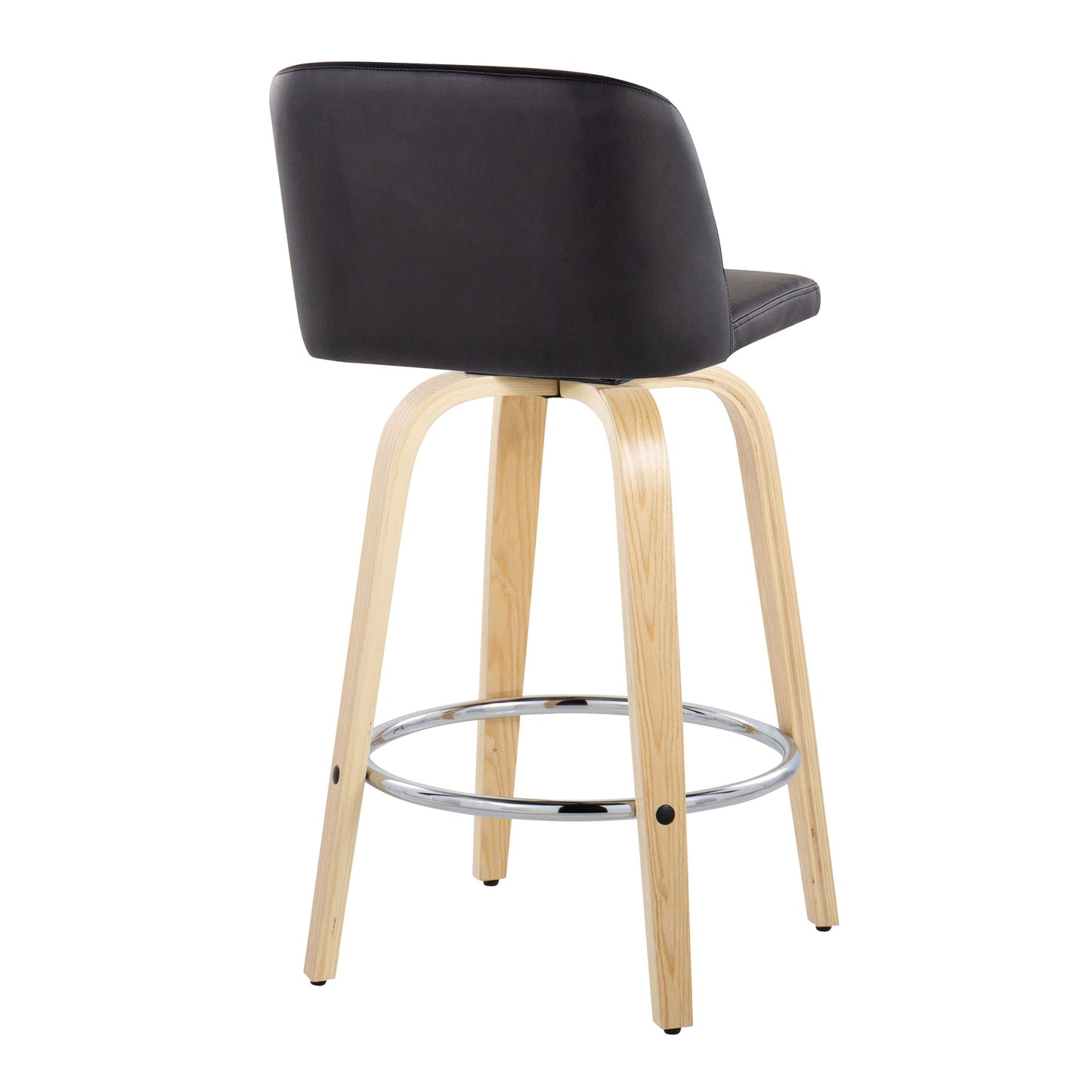 Toriano - Contemporary Fixed Height Counter Stool With Swivel And Round Footrest (Set of 2) - Natural / Black