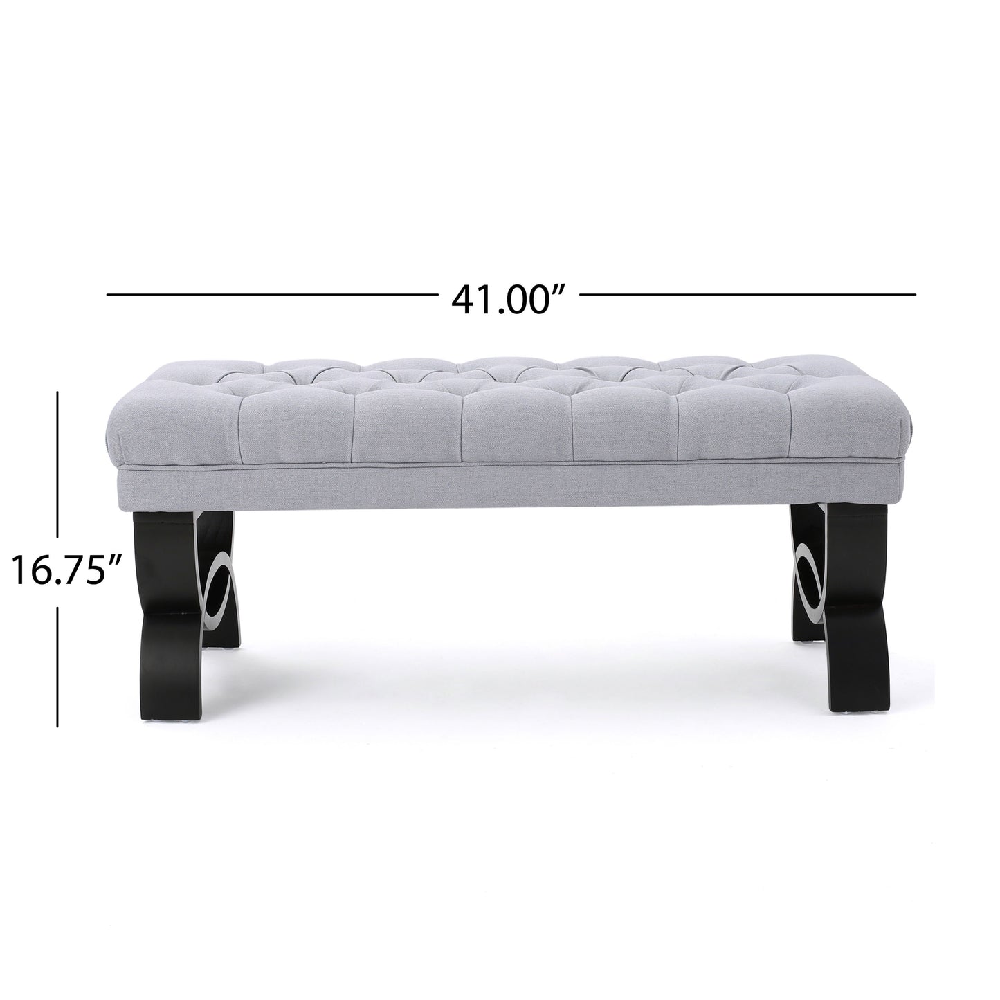 Hilton - Ottoman Bench With Classic Button Tufting - Light Gray