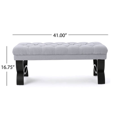 Hilton - Ottoman Bench With Classic Button Tufting - Light Gray