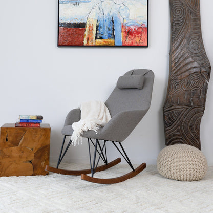 Chloe - Mid-Century Modern Rocker Livingroom And Bedroom Chair - Brown / Gray / Light Gray