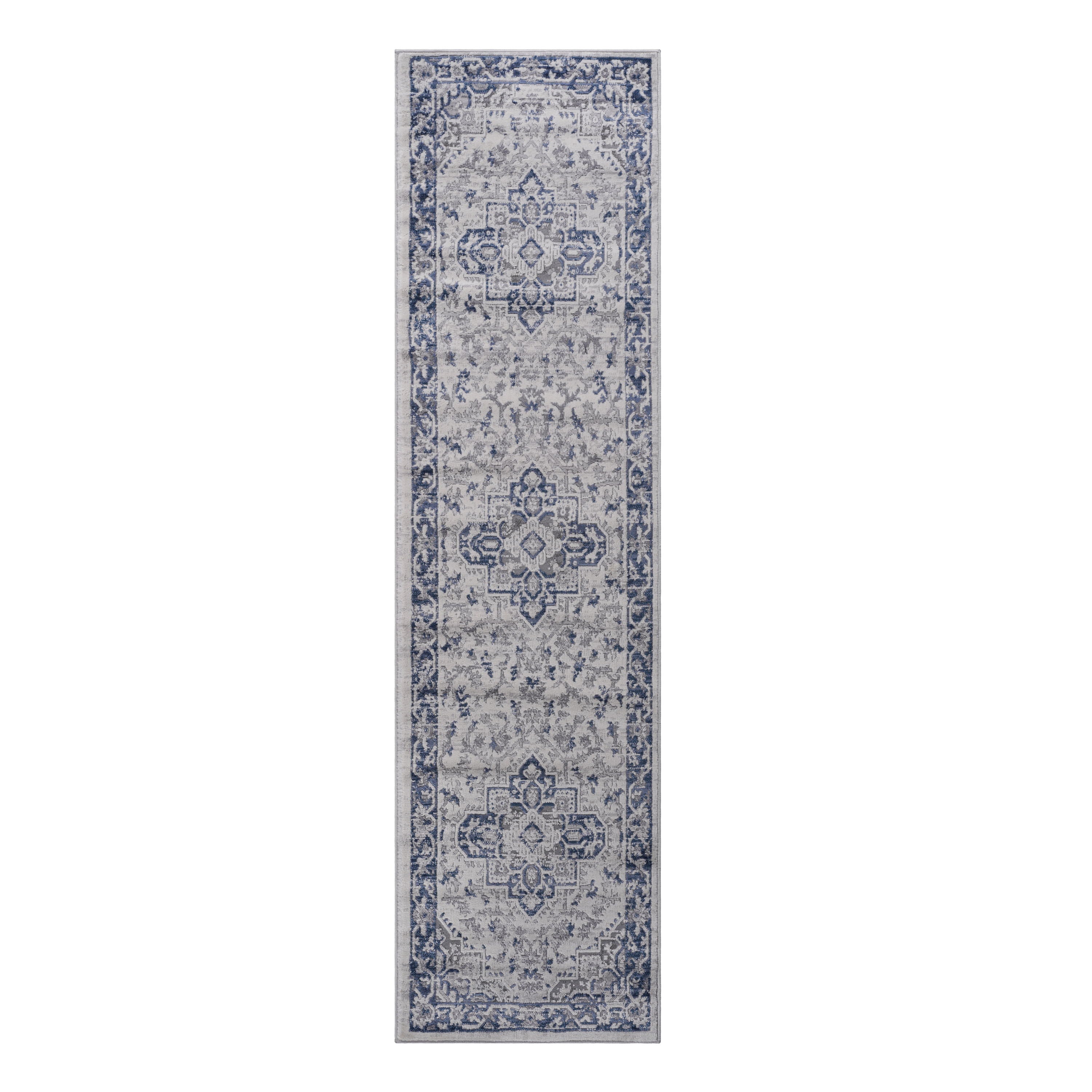 Marfi - 2' X 8' Oriental Runner Rug - Blue / Gray