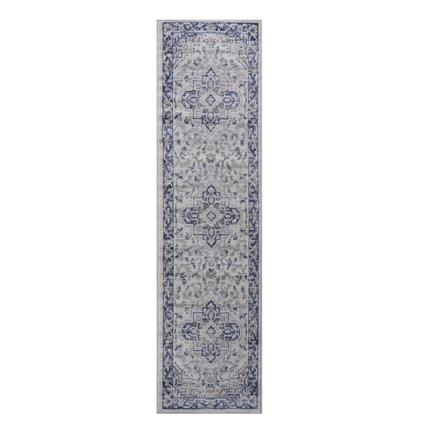 Marfi - 2' X 8' Oriental Runner Rug - Blue / Gray