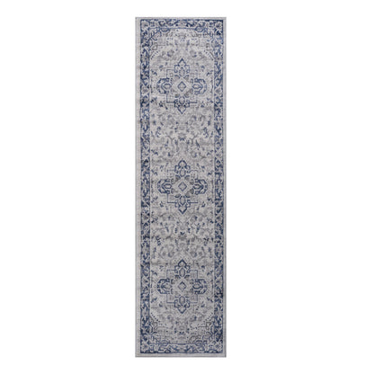 Marfi - 2' X 8' Oriental Runner Rug - Blue / Gray
