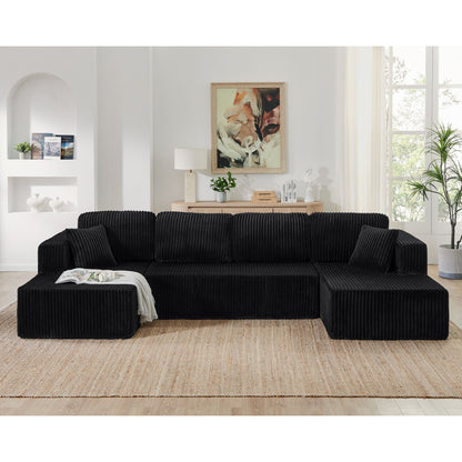 Modern Minimalist U - Shape Modular Sectional Sofa Sleeper - Black