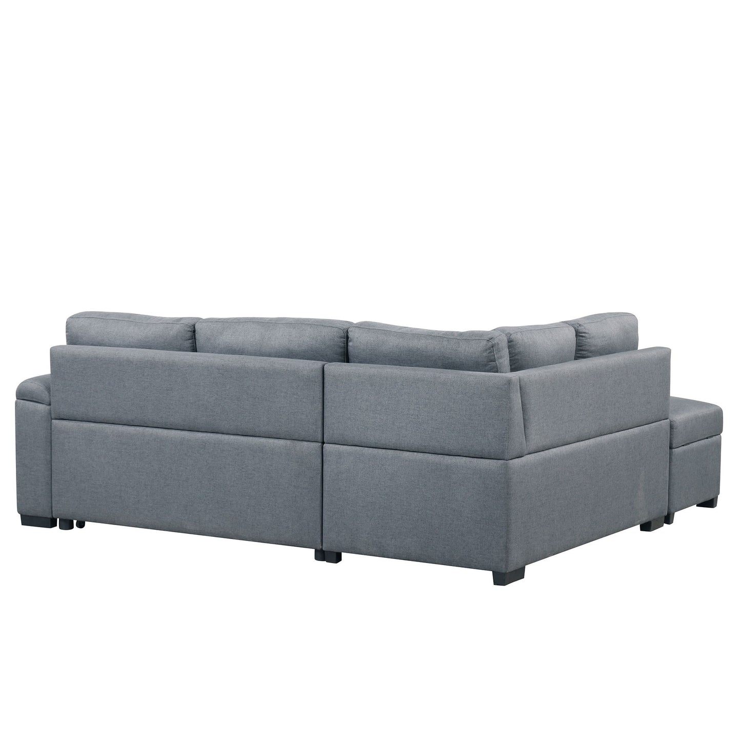 Sleeper Sectional Sofa, L-Shape Corner Couch Sofa - Bed With Storage Ottoman & Hidden Arm Storage & USB Charge For Living Room Apartment - Dark Gray