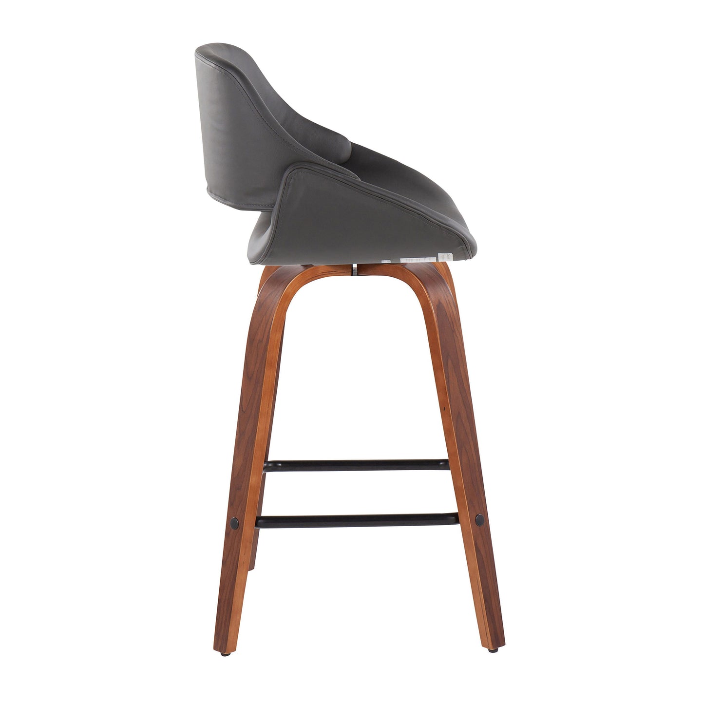 Fabrico - Mid-Century Modern Fixed Height Counter Stool With Square Footrest (Set of 2) - Walnut / Gray