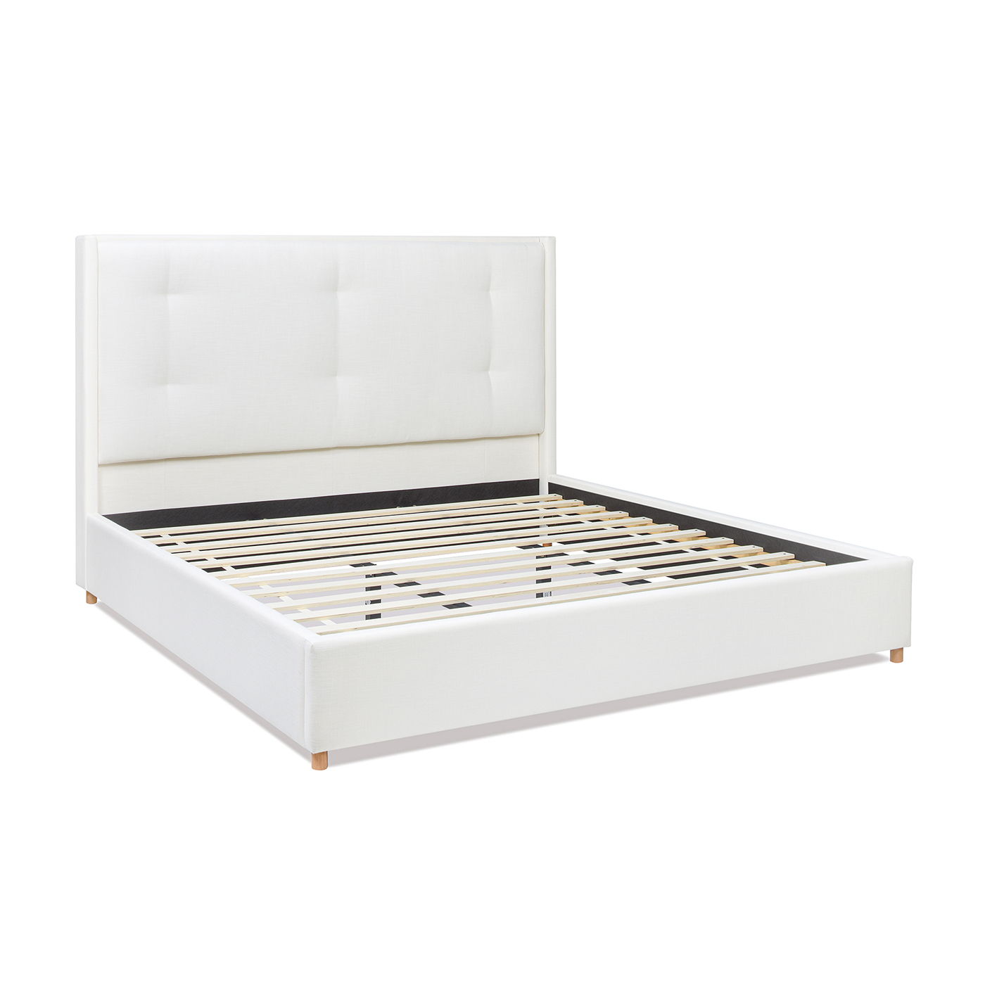 Miramar - King Cushion Back Headboard Platform Bed Frame - Antique White