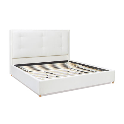 Miramar - King Cushion Back Headboard Platform Bed Frame - Antique White