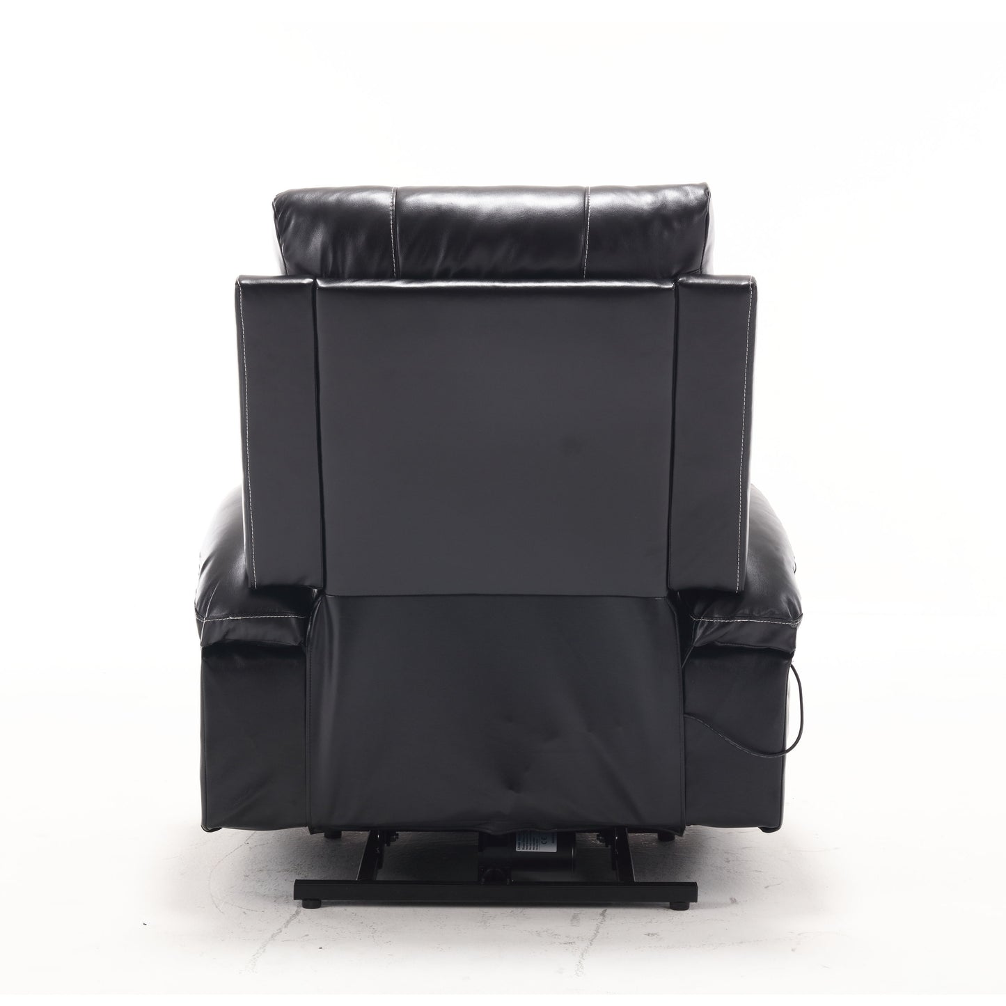 Large Size Electric Power Lift Recliner Chair Sofa, 8 Point Vibration Massage And Lumber Heat, Remote Control, Side Pockets And Cup Holders - Black
