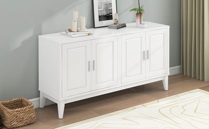 4 Door Sideboard Storage Cabinet With Door Shelf For Living Room And Dining Room, 2 Large Cabinets With Adjustable Shelf - White
