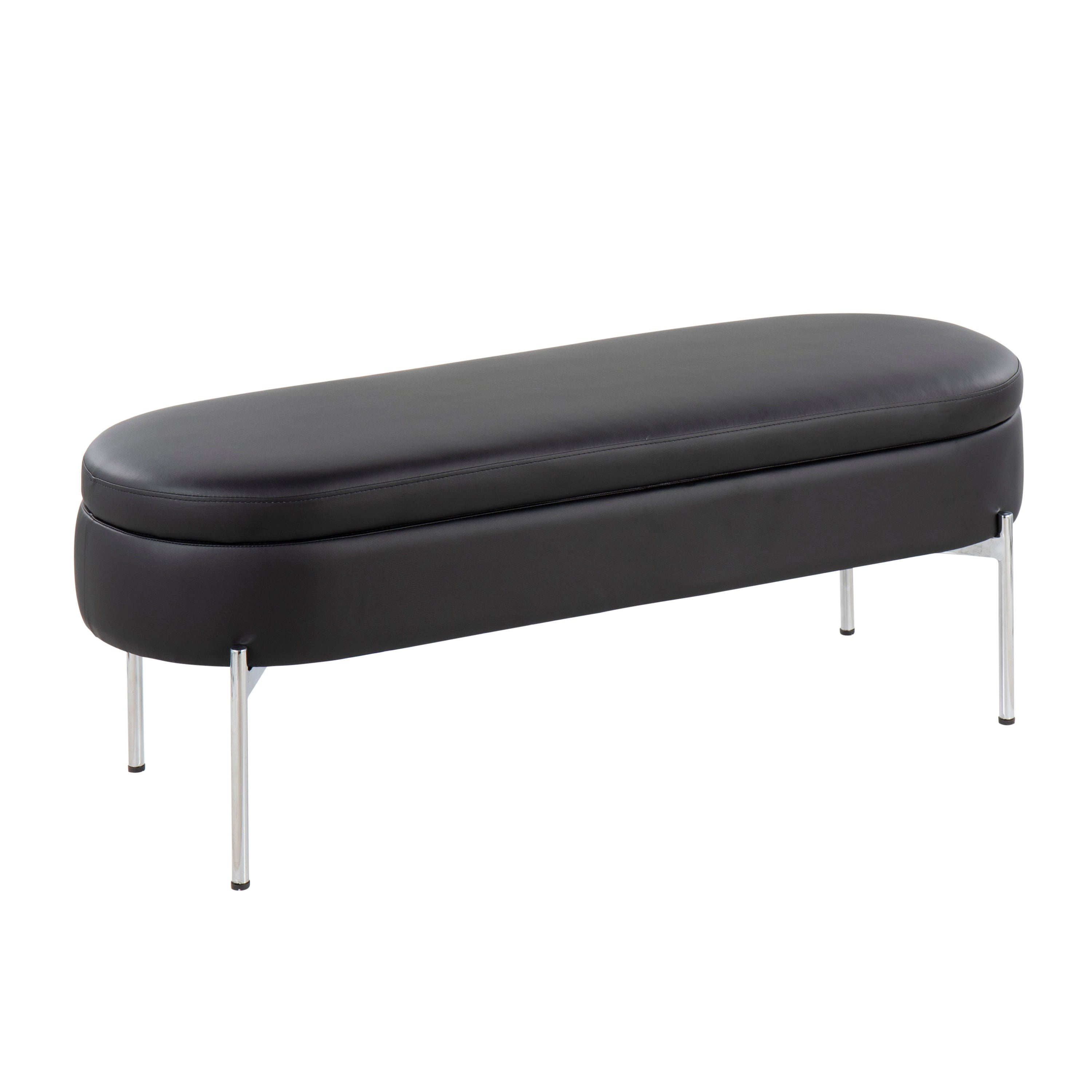 Chloe - Contemporary / Glam Bench - Chrome / Black