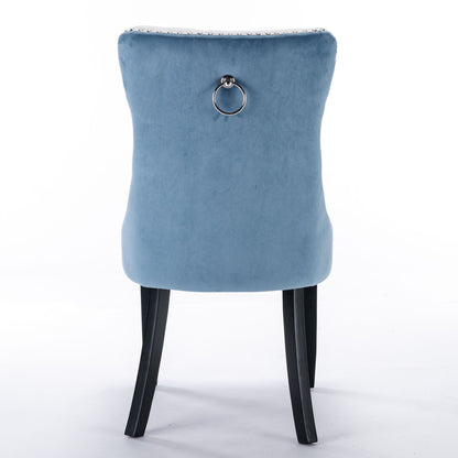 Nikki - Modern, High-End Tufted Solid Wood Contemporary And Velvet Upholstered Dining Chair With Wood Legs Nailhead Trim (Set of 2) - White / Light Blue