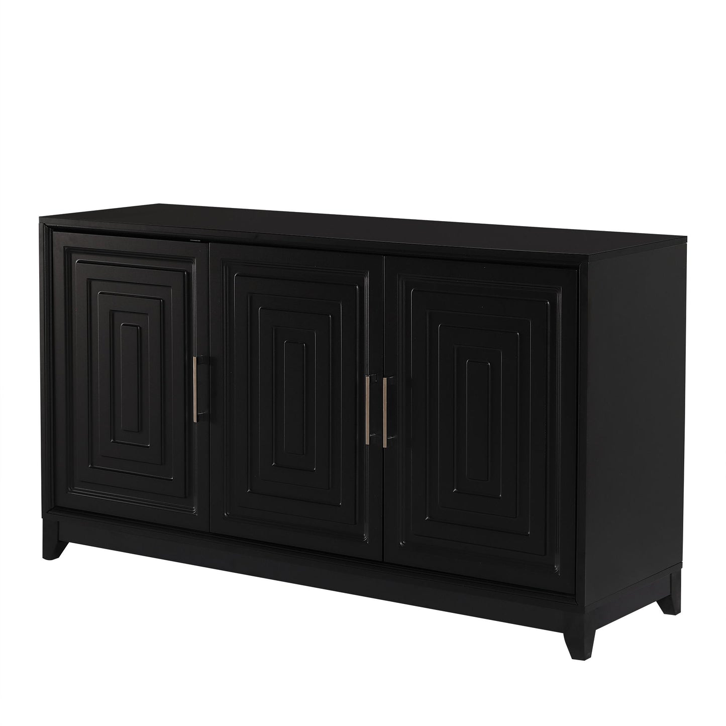 TV Stand For TVs Up To 65", Modern Entertainment Center Media Console Cabinet With 2 Spacious Storage Space, Solid Wood Legs For Living Room - Black
