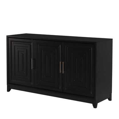 TV Stand For TVs Up To 65", Modern Entertainment Center Media Console Cabinet With 2 Spacious Storage Space, Solid Wood Legs For Living Room - Black