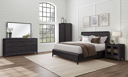 Queen Waterfall - Panel Bed - Black