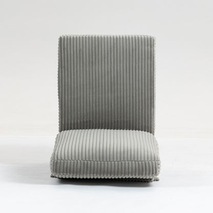 Modular Sectional Sofa Armless Seat Module, Corduroy Sectional Couch, Single Couch Modular Armless Accent Chair With Back Cushion - Gray