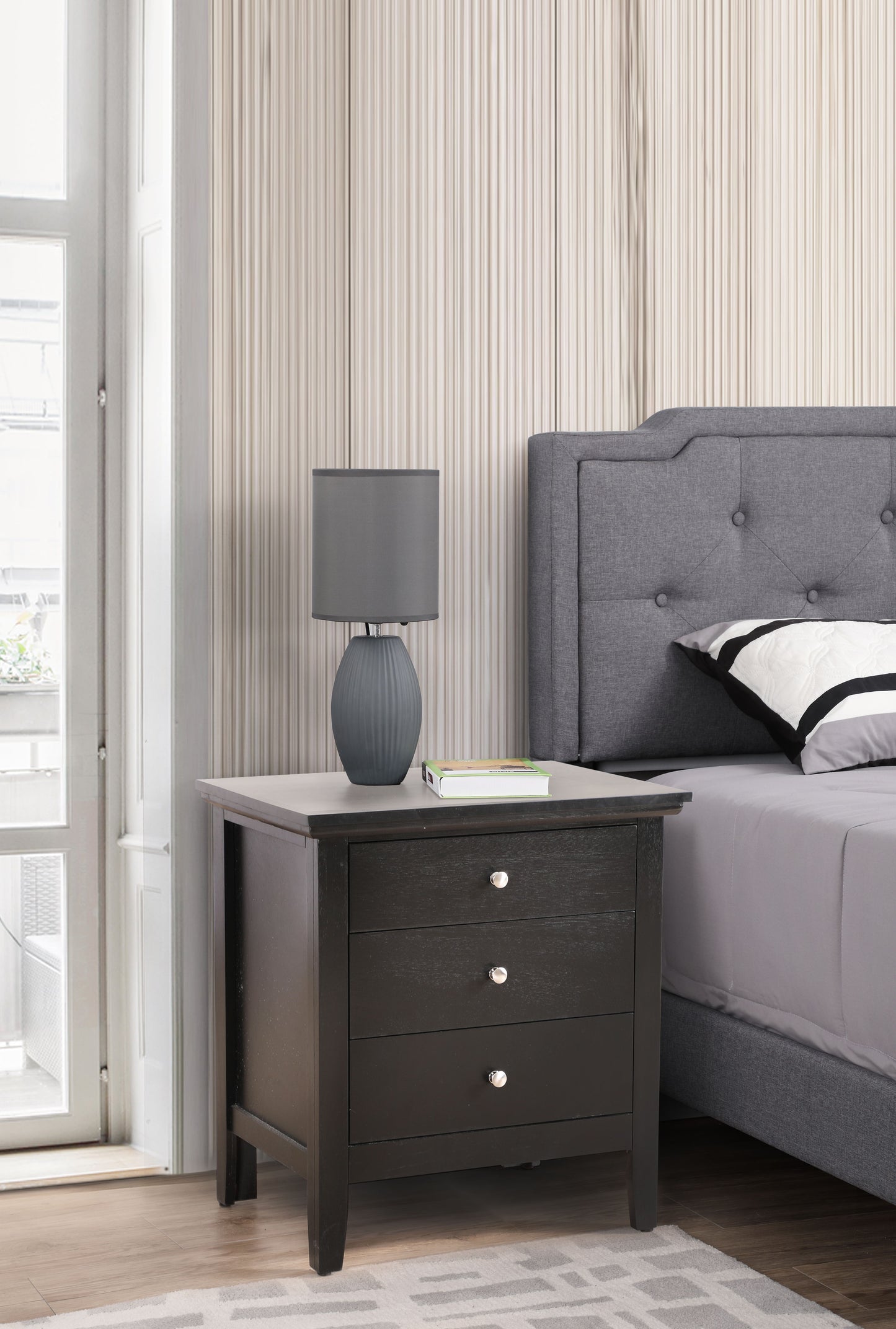 3 Drawer Nightstand - Black