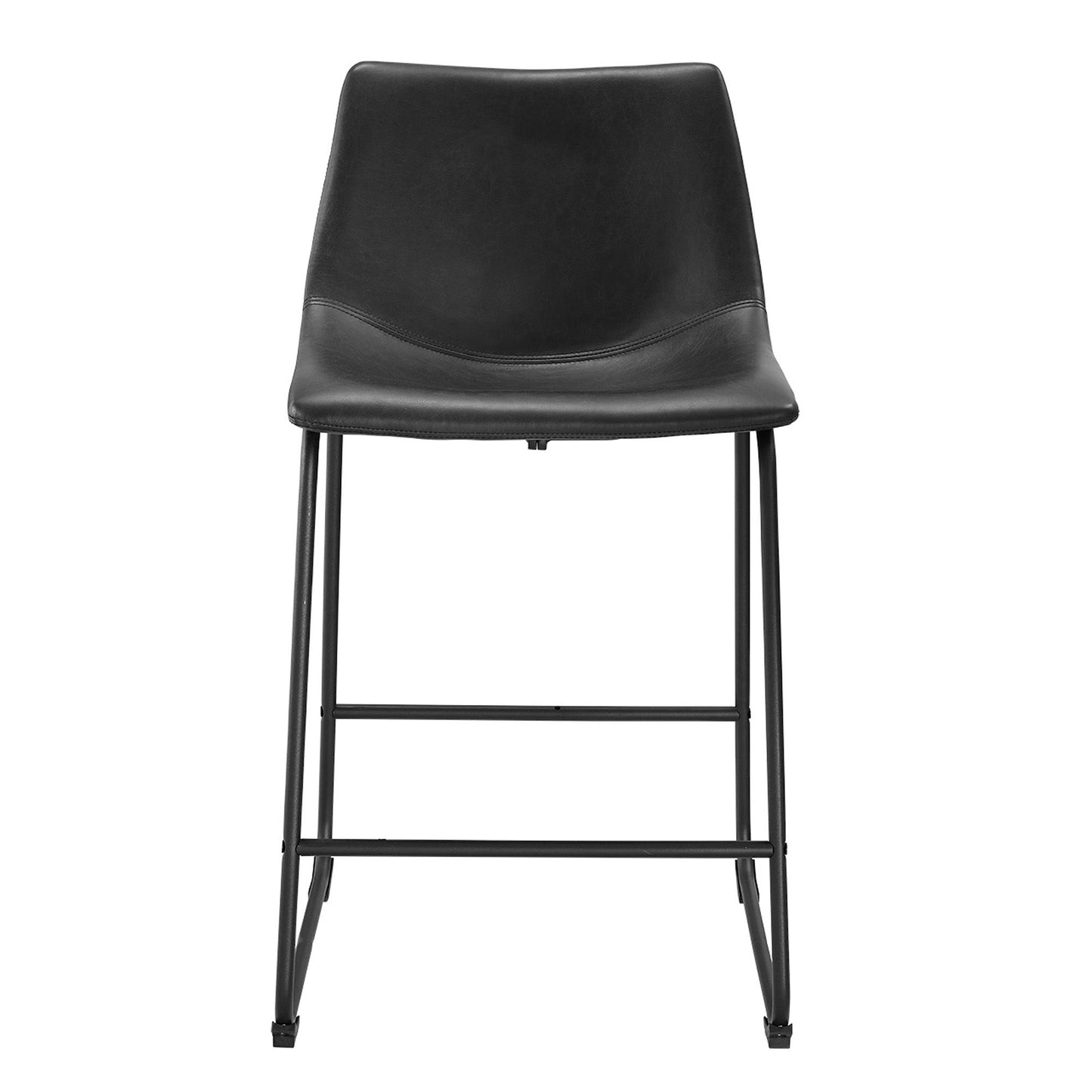Industrial Faux Leather Counter Stools (Set of 2) - Black