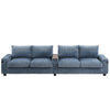 Modern 4 Seater Corduroy Sofa Couch With USB Ports, Hidden Storage, Flip Top Cup Holders - Blue