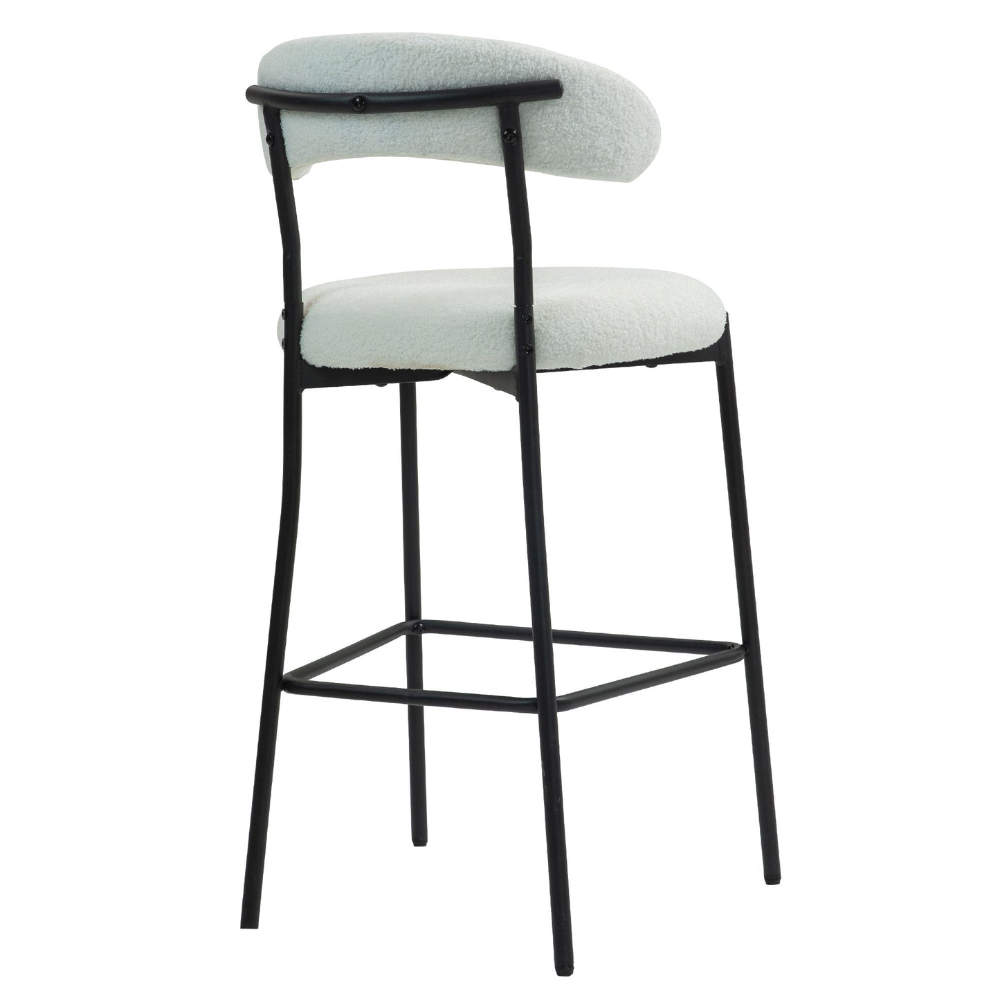 Counter Height Bar Stools Teddy Fabric Cover Kitchen Island Counter Bar Stool With Black Powder Coating Base And Footrest - Snow