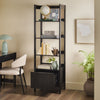 Transitional Narrow Bookshelf With Drawer On Bottom - Black