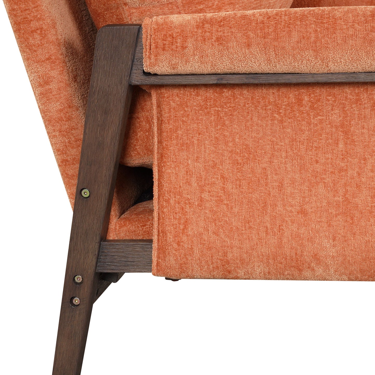 Mid-Century Modern Velvet Accent Chair, Leisure Chair With Solid Wood And Thick Seat Cushion For Living Room, Bedroom, Studio - Orange
